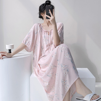 大码孕妇棉绸睡裙女款夏季长款绵绸年轻人造棉睡衣连衣裙2025新款