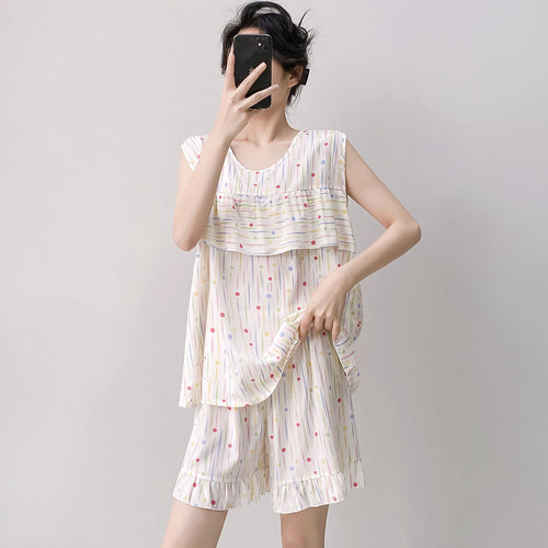 防凸点棉绸睡衣女款夏季年轻人