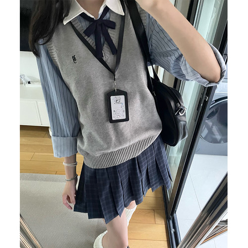 津优高校/瞳福新品原创正统jk制服裙TR校供感小格子长裙学院风