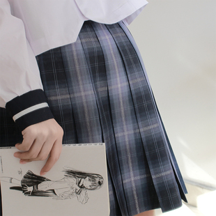 正版少女JK制服校供感学生格子裙学院风学生半身百褶裙银线双子格