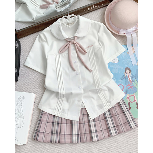 瞳福原创JK制服裙日系学院风粉格