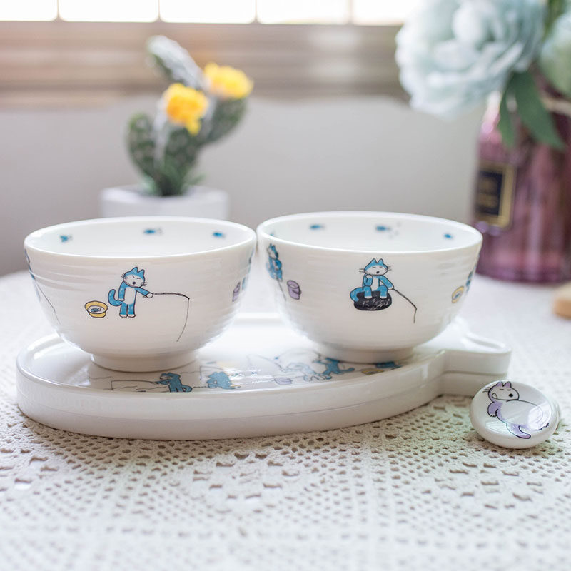 可爱动漫卡通周边11只小猫做苦工陶瓷米饭碗鱼形盘子出口日本汤碗在类目 餐饮具, 餐具, 碗中 - 来自Buy2taobao.com提供专业的淘宝代购服务