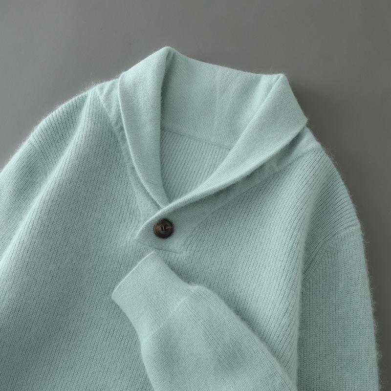 2024秋冬季新款加厚男士100%纯貂绒青果领纯色毛衣内搭针织打底衫