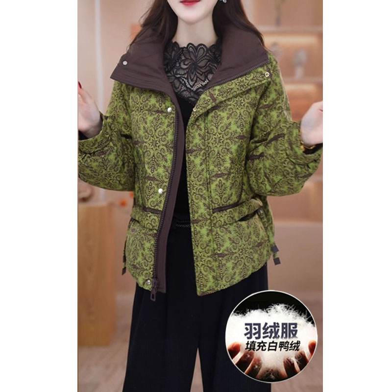 复古花色短款羽绒服女冬装新款
