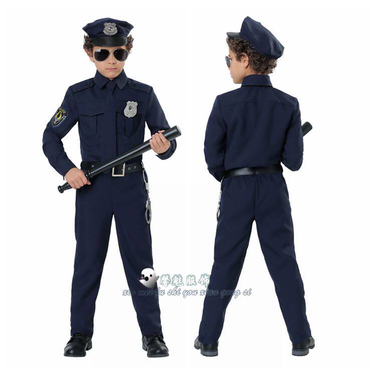 男童警察教官制服police角色扮演 万圣节派对舞台表演影楼摄影服