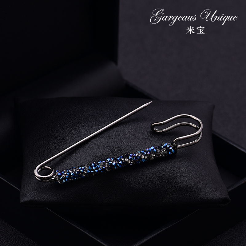 精致水晶石毛衣开衫气质别针复古奢华胸针固定衣服别针扣百搭配饰