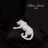 米宝定制高端豹子胸针设计师款 奢华大气胸花 动物别针高级感西装