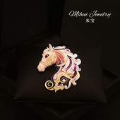 巴洛克风格 独特马头别针本命年动物马胸针西装 大衣搭配饰品高级感