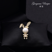 日系ins可爱蝴蝶结兔子小胸针女精美百搭衬衫 固定别针扣领针配饰