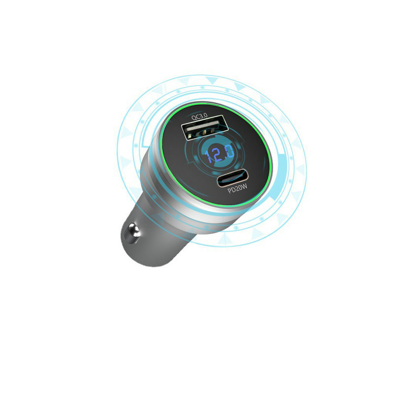 新款PD快充38W车载充电器多功能铝合金充电头适用苹果12车充