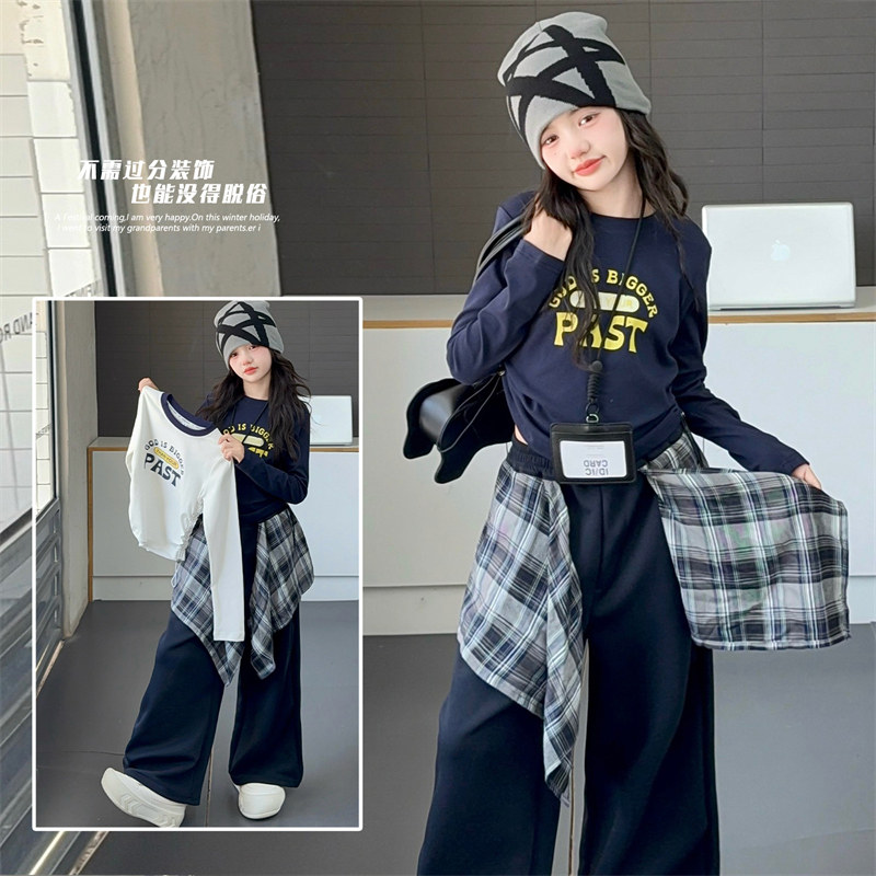 女童秋装套装2025新款儿童洋气时髦韩范个性中大童卫衣长裤两件套