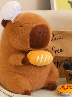 卡皮巴拉公仔毛绒玩具土拨鼠抱枕厨师水豚玩偶儿童娃娃礼物送女生