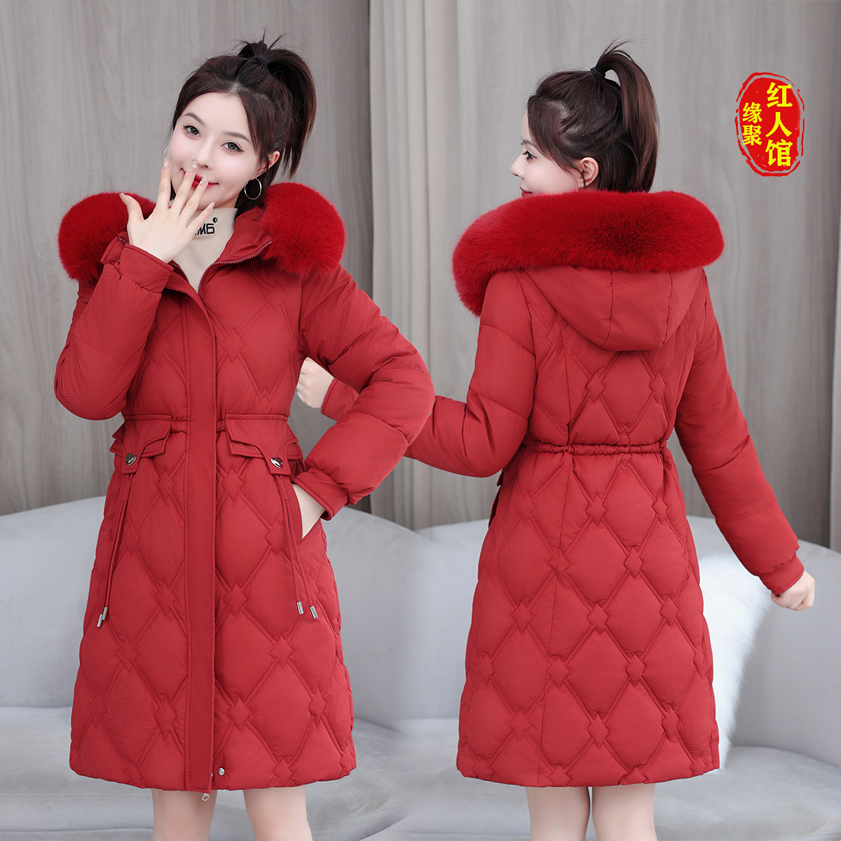 棉衣女中长款大毛领加厚外套20棉衣/棉服