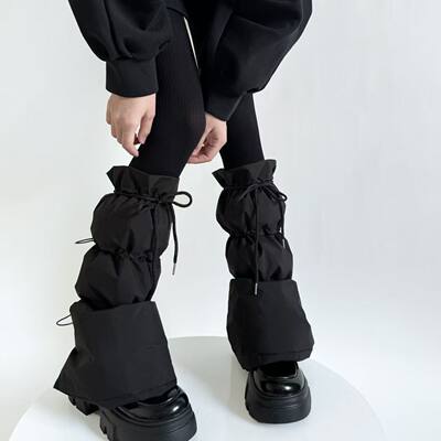抽绳防滑羽绒服腿套小腿防风