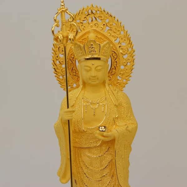 绒沙金九华山地藏王佛像家居摆件地藏菩萨佛像供奉地藏菩萨背光