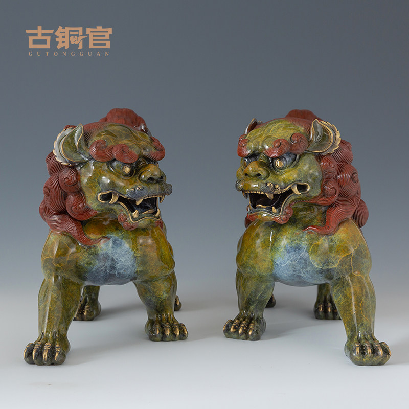 古铜官 铜狮子摆件可配一对工艺品门口办公桌玄关艺术品开业礼品