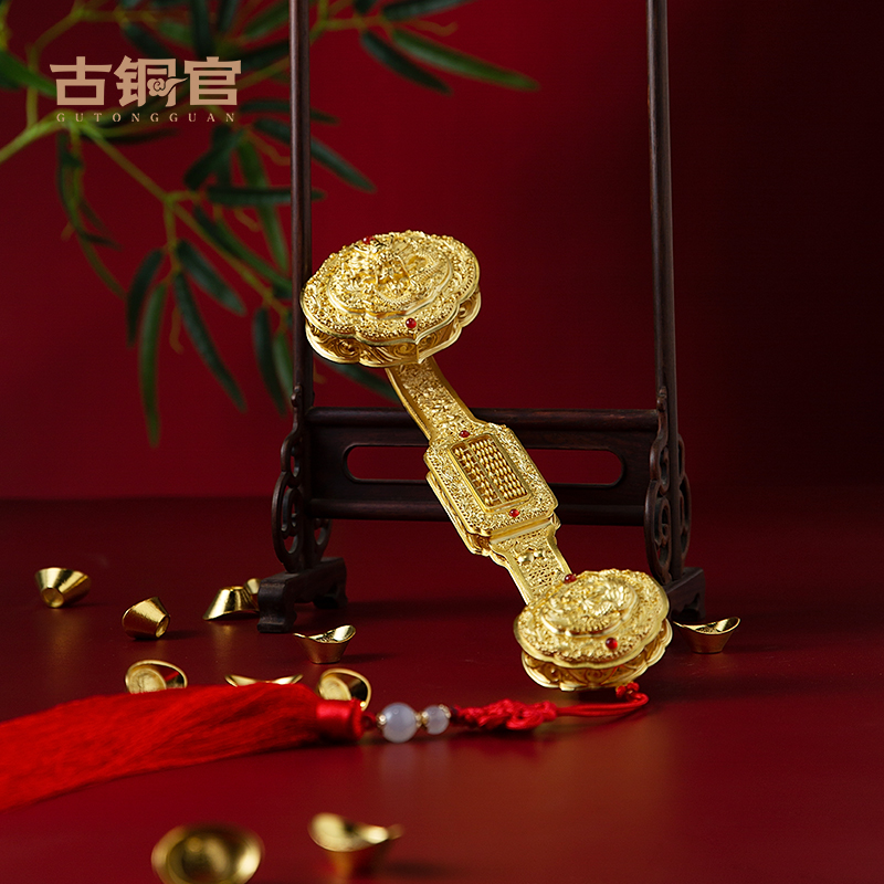 古铜官镀金花丝称心如意算盘黄铜工艺品摆件玄关中式轻奢高档礼品