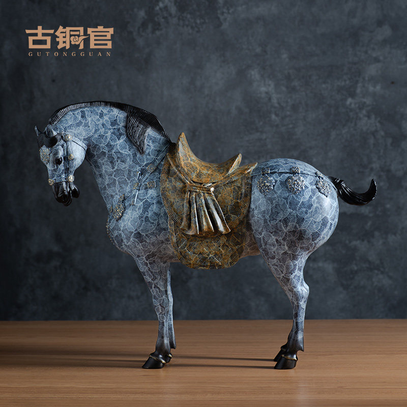 唐马摆件铜工艺品唐三彩马到成功办公室博古架装饰品玄关艺术品