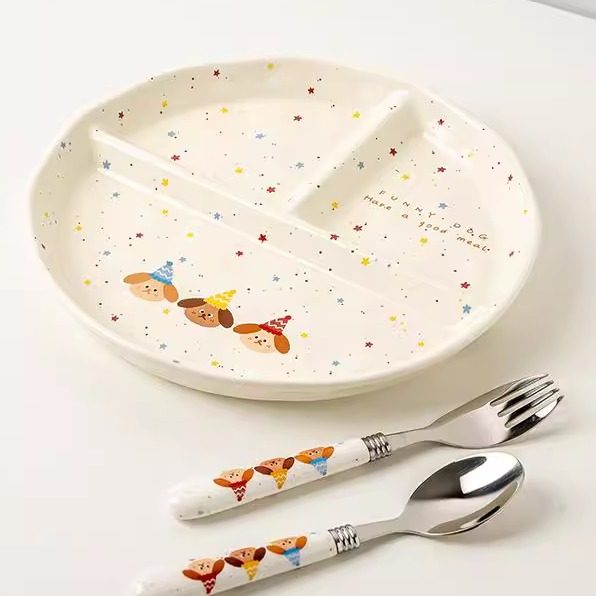 ins儿童分格餐盘陶瓷家用宝宝早餐盘子一人食餐具减脂分隔盘大人,餐饮具,盘,淘宝优惠券,粉丝福利购,淘宝优惠卷