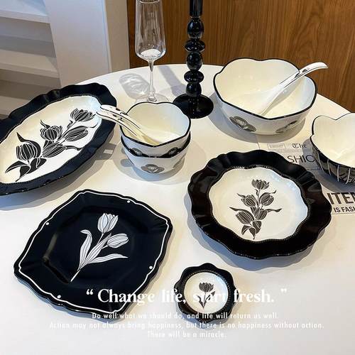 郁金香陶瓷碗餐具套装