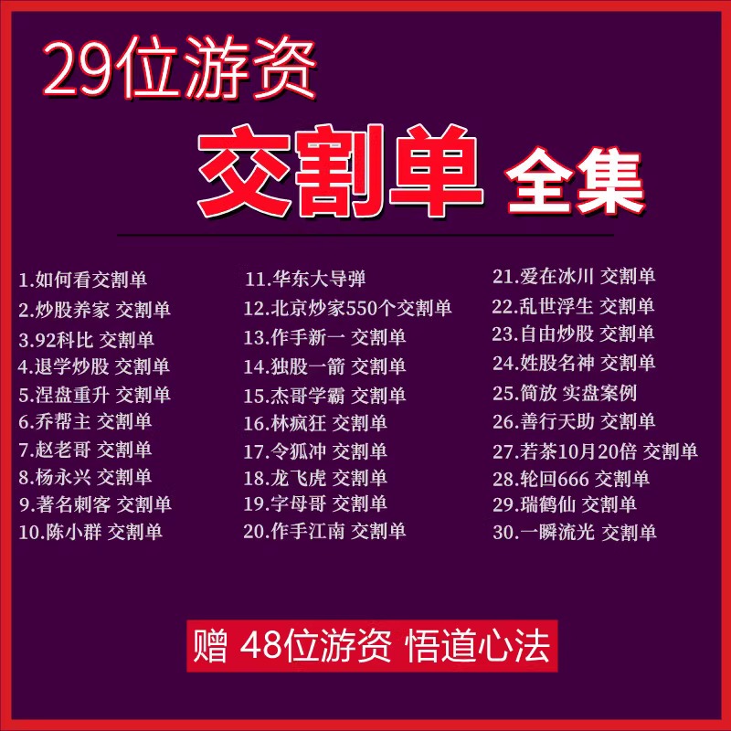 29位游资实战交割单大全集股票教程学退学炒股养家游资悟道心法得