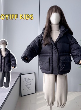 啦芙莱童装2024冬新款儿童潮范加厚外套男女童90白鸭绒羽绒服6592