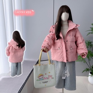 啦芙莱童装2024冬季新款儿童洋气保暖外套女童90白鸭绒羽绒服6575