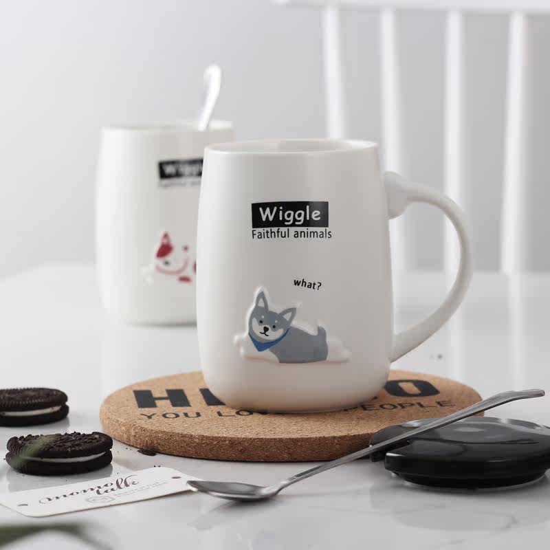 创意情侣杯子陶瓷马克杯办公室家用早餐大容量咖啡牛奶水杯带盖勺在类目 餐饮具, 杯子/水杯/水壶, 马克杯中 - 来自Buy2taobao.com提供专业的淘宝代购服务