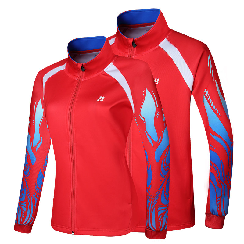 Bonny波力羽毛球服装秋冬男女运动训练外套长袖立领拉链衫运动服