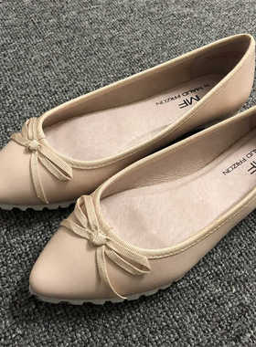 34码一双小码鞋MAUD FRIZON梦飞嫦女鞋尖头真皮蝴蝶结平底女单鞋