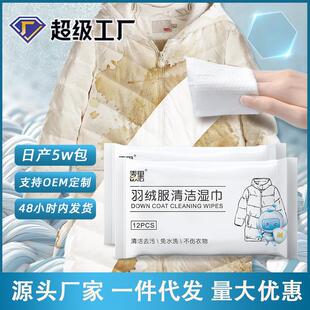 羽绒服湿巾12片免洗湿纸巾衣物去渍干洗剂羽绒服清洁定制