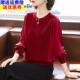 中老年女秋冬长袖 拉夏贝尔妈妈秋装 针织上衣洋气打底小衫 婚宴T恤