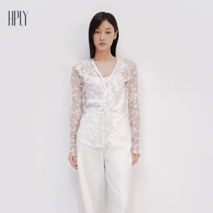 修身 女蕾丝罩衫 HPLY荷比俪2025夏新款 气质度假风衬衫 商场同款