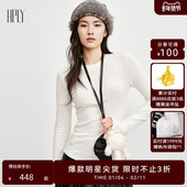 显瘦含莫代尔T恤上衣 圆领修身 商场同款 HPLY荷比俪2025冬新款