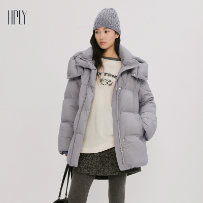 【轻暖泡芙系列】HPLY荷比俪25冬新款女连帽轻暖鹅绒中长款羽绒服