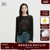 羊毛衫 绵羊毛宽松圆领印花长袖 商场同款 HPLY荷比俪2026春新款