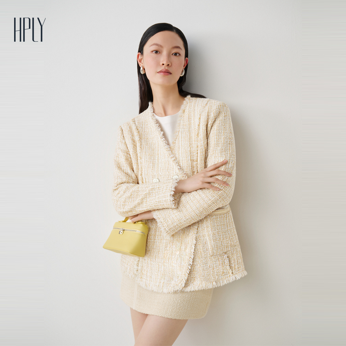 小香粗花呢 轻羽鹅绒 睫毛流苏