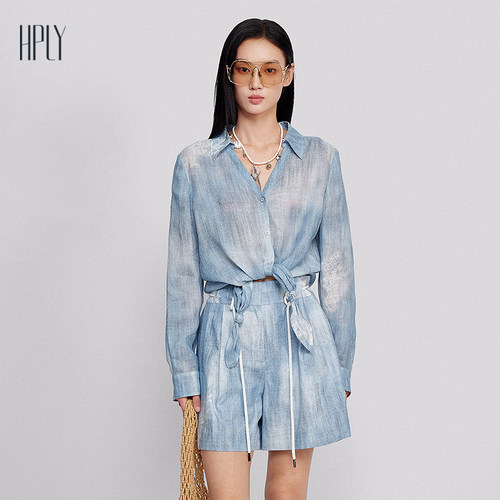 云感渐变 蕾丝印花 扎结飘带