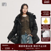 羽绒服 女连帽轻暖鹅绒中长款 买即赠云朵包 HPLY荷比俪25冬新款