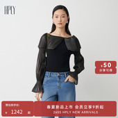 女一字肩针梭相拼修身 新款 HPLY荷比俪秋季 毛衫 商场同款