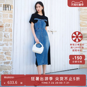 【明星同款】HPLY荷比俪夏季新款女复古率性质感牛仔风连衣裙