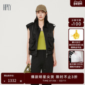 无袖 HPLY荷比俪2025秋新款 女翻领马甲带肩带多口袋宽松短款 马甲