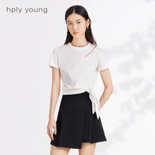 线上专享hply young夏季新款短袖甜辣纯棉设计感女t恤多巴胺