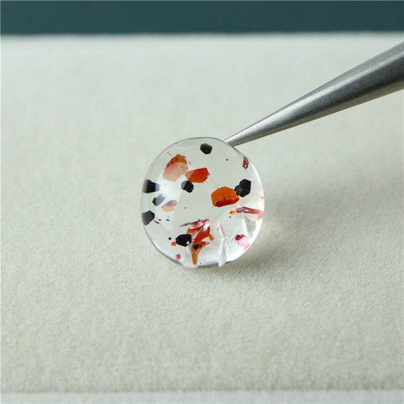 天然水晶红云母包裹体蛋面牌子