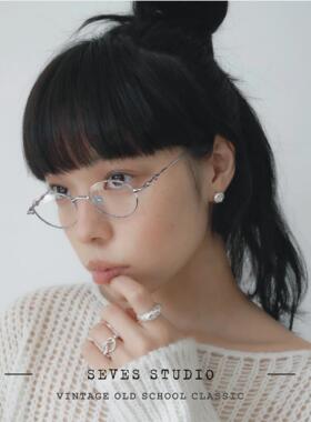 椭圆眼镜框女书呆子眼镜高度数可配轻舒适时尚个性鼻梁低长脸气质