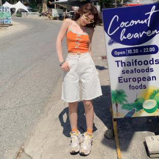 女 复古|小众设计铆钉|宽松直筒|五分牛仔裤 mali 玛莉&美式