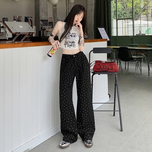 ｜XSD 【新品】！2026夏季｜黑白色牛仔直筒裤春夏显瘦宽松阔腿牛