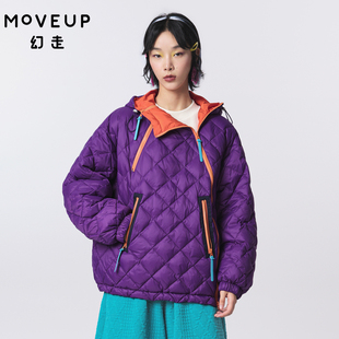 MOVEUP幻走2023冬季 羽绒服女 .FUN系列撞色拉链设计师中长款 新款