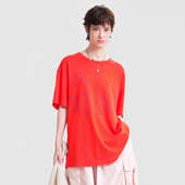 商场同款 MOVEUP幻走2026春季 新款 圆领趣味印花休闲中长款 T恤