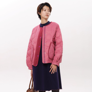 羽绒服女轻薄 .FUN系列鸭绒小圆领拼接短款 MOVEUP幻走2025冬季 新款